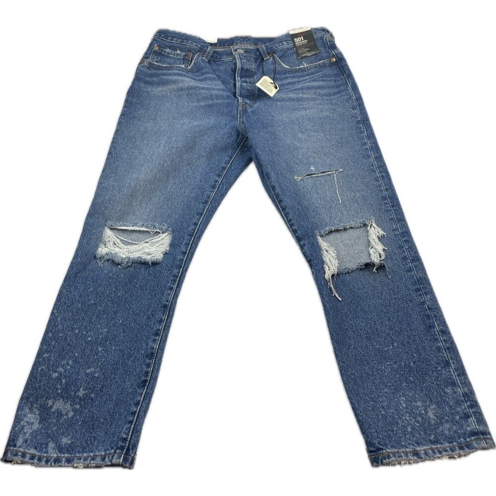 Levi's Premium 501 Original Cropped Women's Sz 31x26 Button Fly Distressed Jeans - Picture 3 of 16